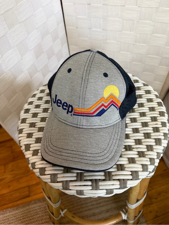Jeep Accessories - Jeep Navy and White Logo Trucker Hat with Multicolor Stitching